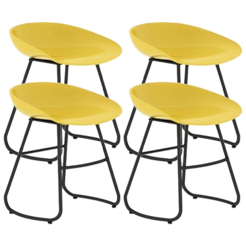 Modern Armless Backrest Counter Stool Iron Dessert Shop Bar Stool with Plastic Seat Yellow 4 Piece Set Short Stool(18"H) Clearhalo 'Bar Furniture' 'Bar Stools' 'bar_stools' 'furn' 'furn_bar_stools' 'furniture_bar_stools' 'Kitchen & Dining Furniture' 'kitchen&dining_furn' 'kitchen' 'kitchen_furn' Furniture' 4471197