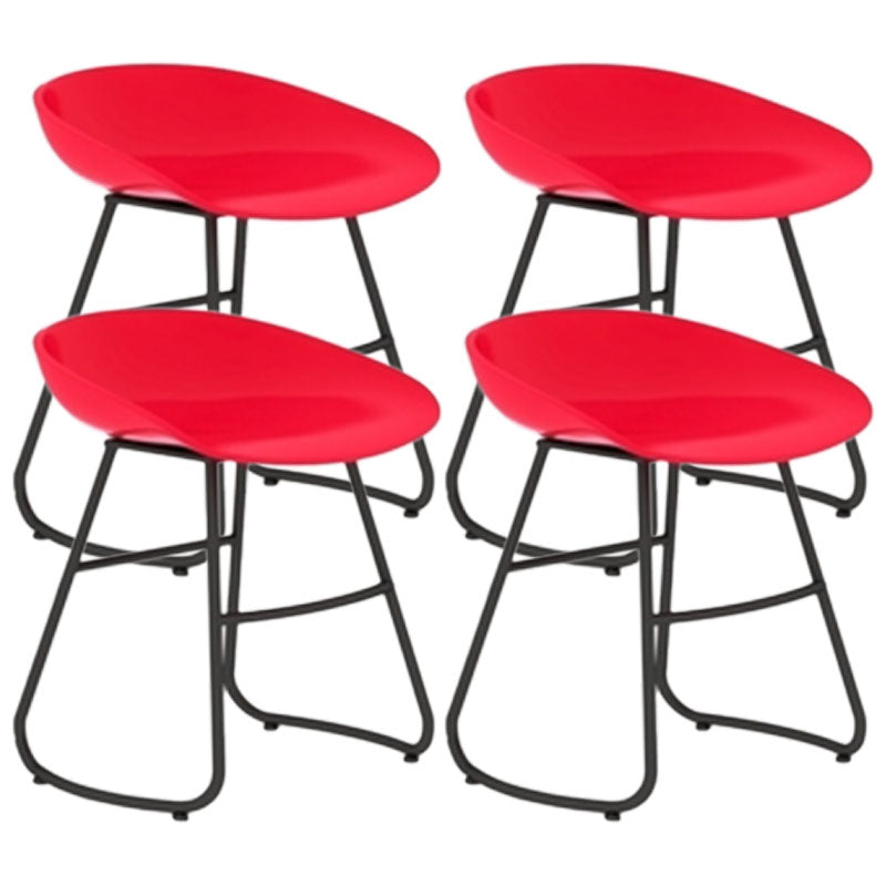 Modern Armless Backrest Counter Stool Iron Dessert Shop Bar Stool with Plastic Seat Red 4 Piece Set Short Stool(18"H) Clearhalo 'Bar Furniture' 'Bar Stools' 'bar_stools' 'furn' 'furn_bar_stools' 'furniture_bar_stools' 'Kitchen & Dining Furniture' 'kitchen&dining_furn' 'kitchen' 'kitchen_furn' Furniture' 4471198
