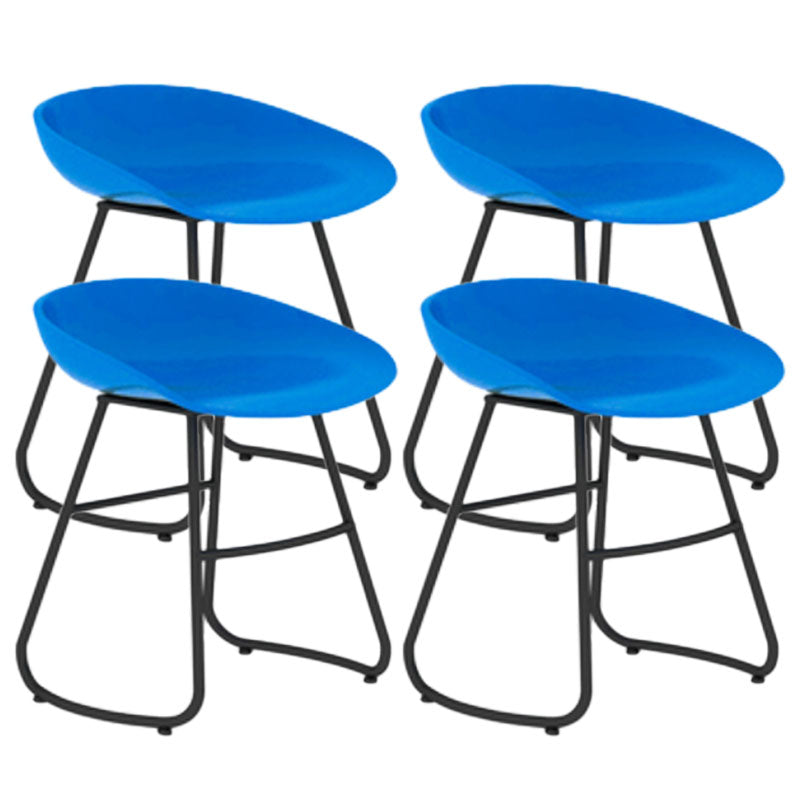 Modern Armless Backrest Counter Stool Iron Dessert Shop Bar Stool with Plastic Seat Blue 4 Piece Set Short Stool(18"H) Clearhalo 'Bar Furniture' 'Bar Stools' 'bar_stools' 'furn' 'furn_bar_stools' 'furniture_bar_stools' 'Kitchen & Dining Furniture' 'kitchen&dining_furn' 'kitchen' 'kitchen_furn' Furniture' 4471199