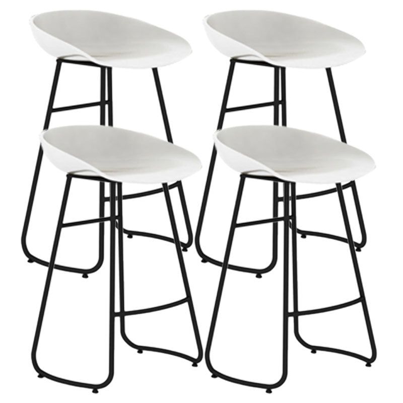 Modern Armless Backrest Counter Stool Iron Dessert Shop Bar Stool with Plastic Seat White 4 Piece Set Counter Stool(26"H) Clearhalo 'Bar Furniture' 'Bar Stools' 'bar_stools' 'furn' 'furn_bar_stools' 'furniture_bar_stools' 'Kitchen & Dining Furniture' 'kitchen&dining_furn' 'kitchen' 'kitchen_furn' Furniture' 4471201