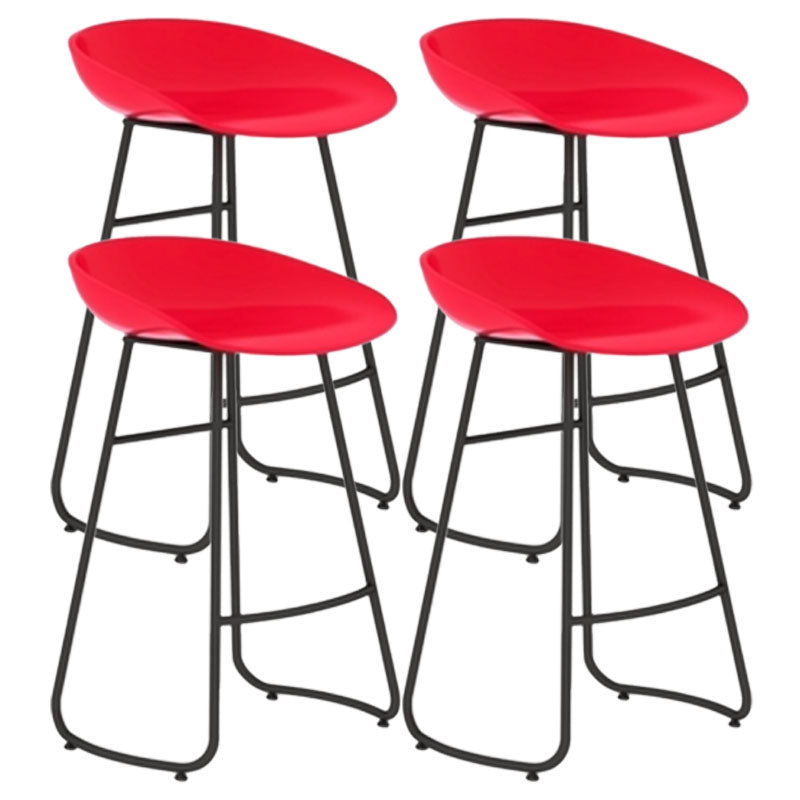 Modern Armless Backrest Counter Stool Iron Dessert Shop Bar Stool with Plastic Seat Red 4 Piece Set Counter Stool(26"H) Clearhalo 'Bar Furniture' 'Bar Stools' 'bar_stools' 'furn' 'furn_bar_stools' 'furniture_bar_stools' 'Kitchen & Dining Furniture' 'kitchen&dining_furn' 'kitchen' 'kitchen_furn' Furniture' 4471204