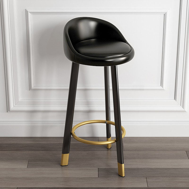 Modern Armless Backrest Counter Stool Steel Kitchen Bar Stool with Pedal, 1 Piece Black Black Clearhalo 'Bar Furniture' 'Bar Stools' 'bar_stools' 'furn' 'furn_bar_stools' 'furniture_bar_stools' 'Kitchen & Dining Furniture' 'kitchen&dining_furn' 'kitchen' 'kitchen_furn' Furniture' 4471223