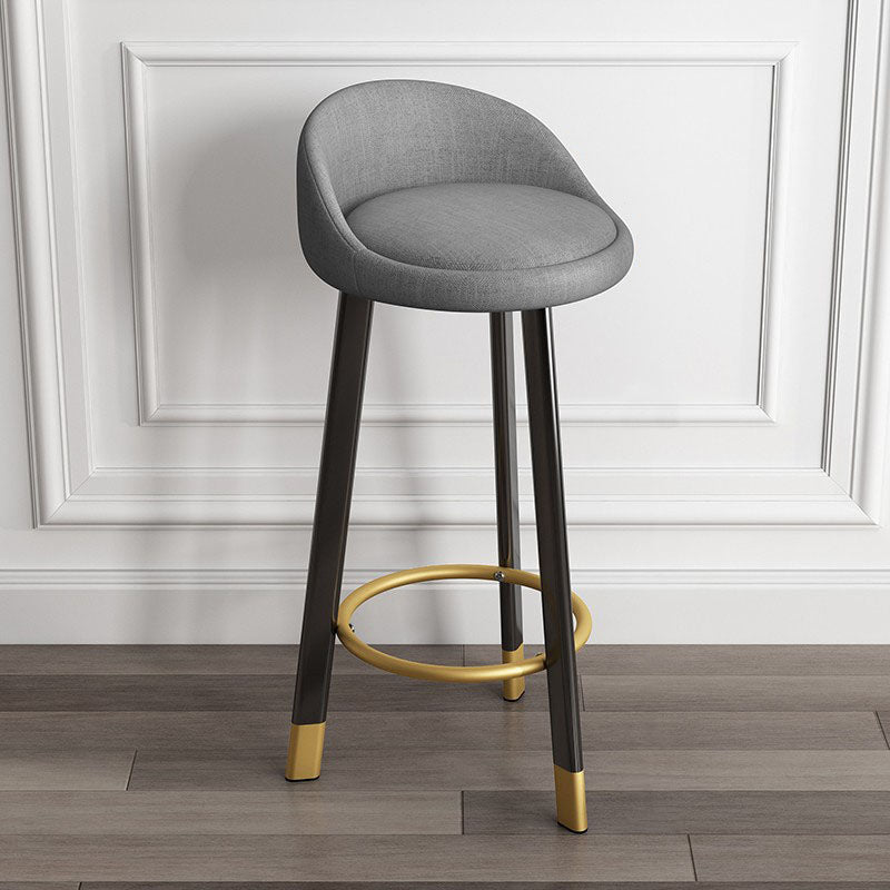 Modern Armless Backrest Counter Stool Steel Kitchen Bar Stool with Pedal, 1 Piece Grey Black Clearhalo 'Bar Furniture' 'Bar Stools' 'bar_stools' 'furn' 'furn_bar_stools' 'furniture_bar_stools' 'Kitchen & Dining Furniture' 'kitchen&dining_furn' 'kitchen' 'kitchen_furn' Furniture' 4471226