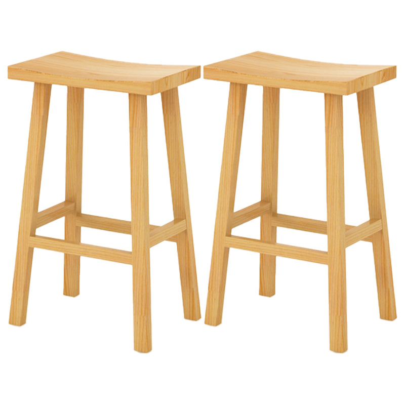 Modern Armless Backless Counter Stool Wood Kitchen Bar Stool with Wooden Seat and Pedal Natural 2 Piece Set Clearhalo 'Bar Furniture' 'Bar Stools' 'bar_stools' 'furn' 'furn_bar_stools' 'furniture_bar_stools' 'Kitchen & Dining Furniture' 'kitchen&dining_furn' 'kitchen' 'kitchen_furn' Furniture' 4471243
