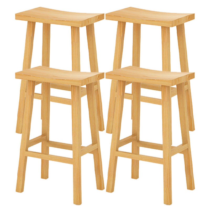 Modern Armless Backless Counter Stool Wood Kitchen Bar Stool with Wooden Seat and Pedal Natural 4 Piece Set Clearhalo 'Bar Furniture' 'Bar Stools' 'bar_stools' 'furn' 'furn_bar_stools' 'furniture_bar_stools' 'Kitchen & Dining Furniture' 'kitchen&dining_furn' 'kitchen' 'kitchen_furn' Furniture' 4471249