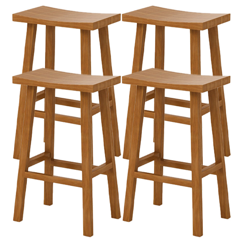 Modern Armless Backless Counter Stool Wood Kitchen Bar Stool with Wooden Seat and Pedal Distressed Wood 4 Piece Set Clearhalo 'Bar Furniture' 'Bar Stools' 'bar_stools' 'furn' 'furn_bar_stools' 'furniture_bar_stools' 'Kitchen & Dining Furniture' 'kitchen&dining_furn' 'kitchen' 'kitchen_furn' Furniture' 4471253