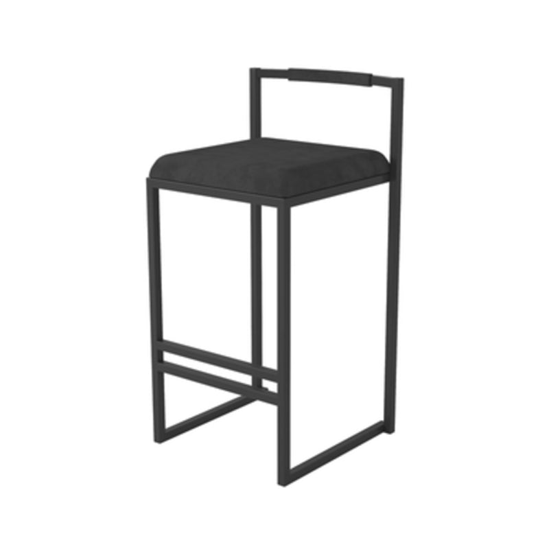 Glam Armless Backrest Counter Stool Iron Living Room Bar Stool with Velvet Cushion,1 Piece Black Black Clearhalo 'Bar Furniture' 'Bar Stools' 'bar_stools' 'furn' 'furn_bar_stools' 'furniture_bar_stools' 'Kitchen & Dining Furniture' 'kitchen&dining_furn' 'kitchen' 'kitchen_furn' Furniture' 4471260
