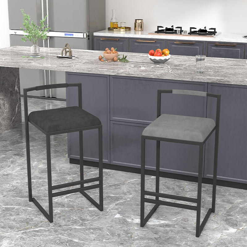 Glam Armless Backrest Counter Stool Iron Living Room Bar Stool with Velvet Cushion,1 Piece Clearhalo 'Bar Furniture' 'Bar Stools' 'bar_stools' 'furn' 'furn_bar_stools' 'furniture_bar_stools' 'Kitchen & Dining Furniture' 'kitchen&dining_furn' 'kitchen' 'kitchen_furn' Furniture' 4471265