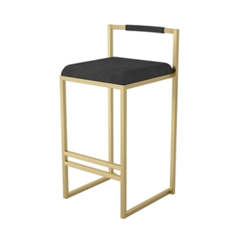 Glam Armless Backrest Counter Stool Iron Living Room Bar Stool with Velvet Cushion,1 Piece Gold Black Clearhalo 'Bar Furniture' 'Bar Stools' 'bar_stools' 'furn' 'furn_bar_stools' 'furniture_bar_stools' 'Kitchen & Dining Furniture' 'kitchen&dining_furn' 'kitchen' 'kitchen_furn' Furniture' 4471266