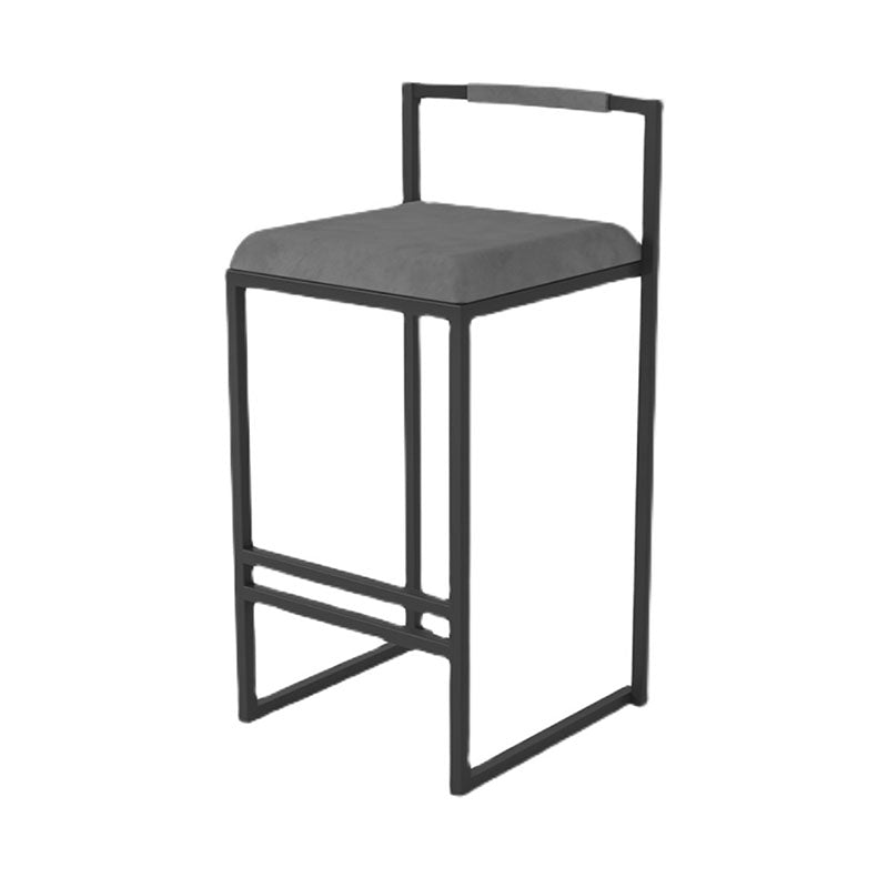 Glam Armless Backrest Counter Stool Iron Living Room Bar Stool with Velvet Cushion,1 Piece Clearhalo 'Bar Furniture' 'Bar Stools' 'bar_stools' 'furn' 'furn_bar_stools' 'furniture_bar_stools' 'Kitchen & Dining Furniture' 'kitchen&dining_furn' 'kitchen' 'kitchen_furn' Furniture' 4471267