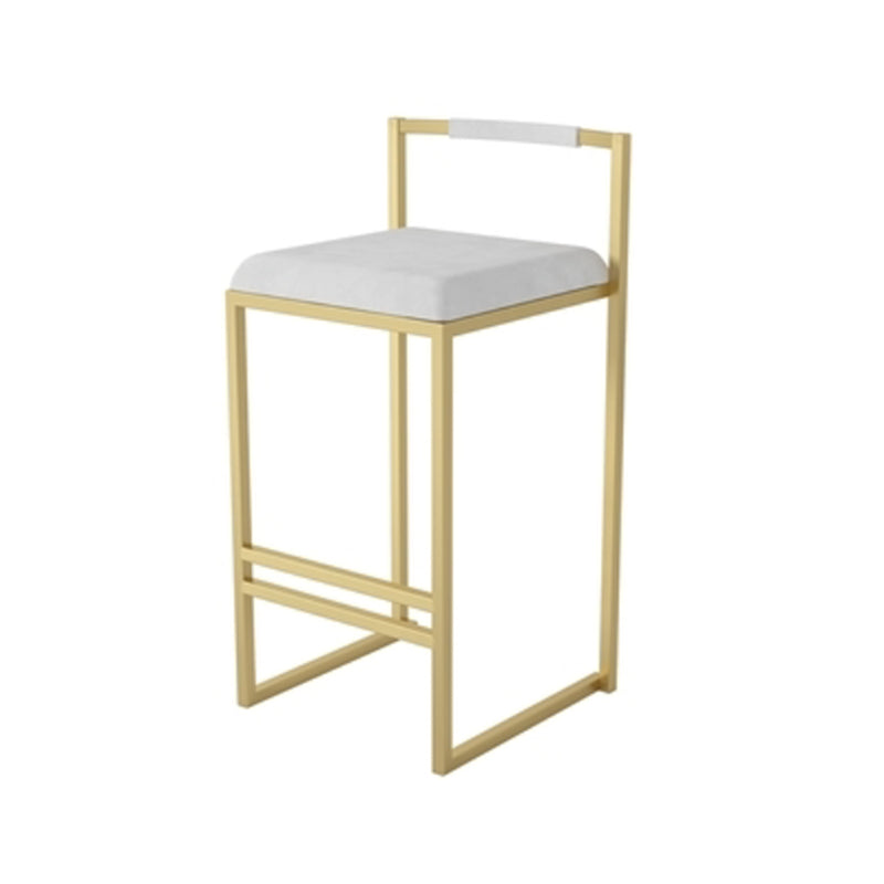 Glam Armless Backrest Counter Stool Iron Living Room Bar Stool with Velvet Cushion,1 Piece Gold White Clearhalo 'Bar Furniture' 'Bar Stools' 'bar_stools' 'furn' 'furn_bar_stools' 'furniture_bar_stools' 'Kitchen & Dining Furniture' 'kitchen&dining_furn' 'kitchen' 'kitchen_furn' Furniture' 4471268
