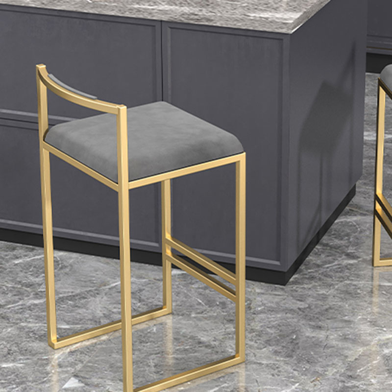 Glam Armless Backrest Counter Stool Iron Living Room Bar Stool with Velvet Cushion,1 Piece Clearhalo 'Bar Furniture' 'Bar Stools' 'bar_stools' 'furn' 'furn_bar_stools' 'furniture_bar_stools' 'Kitchen & Dining Furniture' 'kitchen&dining_furn' 'kitchen' 'kitchen_furn' Furniture' 4471270