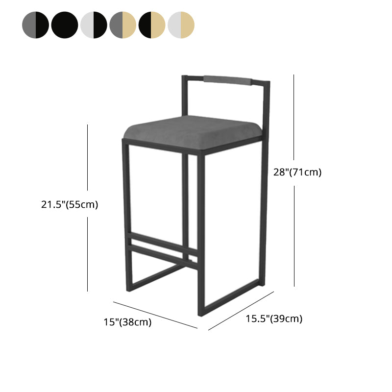 Glam Armless Backrest Counter Stool Iron Living Room Bar Stool with Velvet Cushion,1 Piece Clearhalo 'Bar Furniture' 'Bar Stools' 'bar_stools' 'furn' 'furn_bar_stools' 'furniture_bar_stools' 'Kitchen & Dining Furniture' 'kitchen&dining_furn' 'kitchen' 'kitchen_furn' Furniture' 4471273