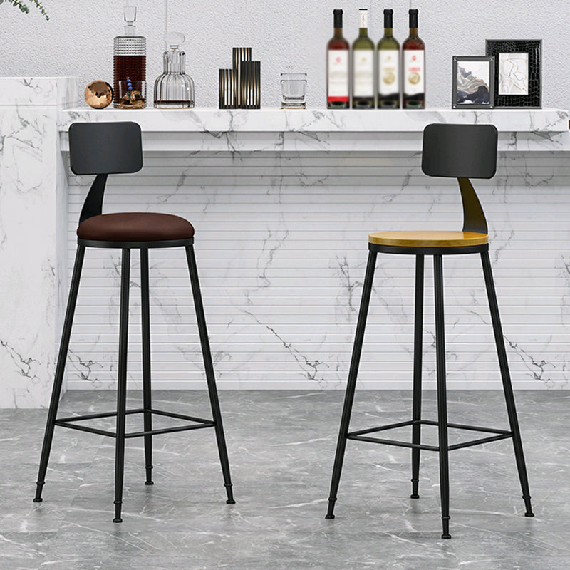 Modern Backrest Armless Counter Stool Iron Living Room Bar Stool with Pedal, 1 Piece Clearhalo 'Bar Furniture' 'Bar Stools' 'bar_stools' 'furn' 'furn_bar_stools' 'furniture_bar_stools' 'Kitchen & Dining Furniture' 'kitchen&dining_furn' 'kitchen' 'kitchen_furn' Furniture' 4471279