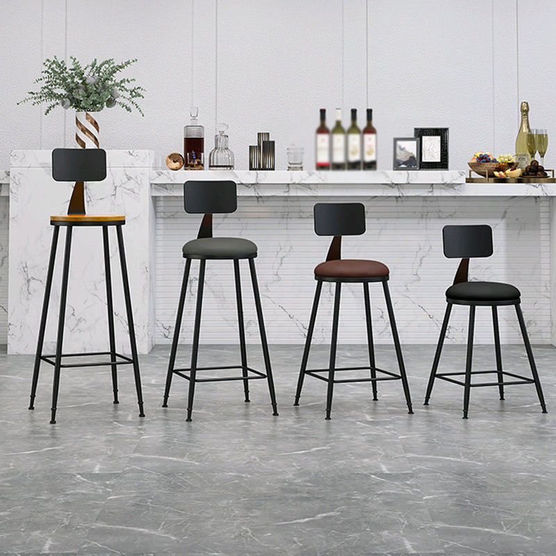 Modern Backrest Armless Counter Stool Iron Living Room Bar Stool with Pedal, 1 Piece Clearhalo 'Bar Furniture' 'Bar Stools' 'bar_stools' 'furn' 'furn_bar_stools' 'furniture_bar_stools' 'Kitchen & Dining Furniture' 'kitchen&dining_furn' 'kitchen' 'kitchen_furn' Furniture' 4471280