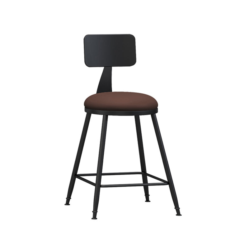 Modern Backrest Armless Counter Stool Iron Living Room Bar Stool with Pedal, 1 Piece Brown 1 Piece Short Stool(22"H) Clearhalo 'Bar Furniture' 'Bar Stools' 'bar_stools' 'furn' 'furn_bar_stools' 'furniture_bar_stools' 'Kitchen & Dining Furniture' 'kitchen&dining_furn' 'kitchen' 'kitchen_furn' Furniture' 4471282