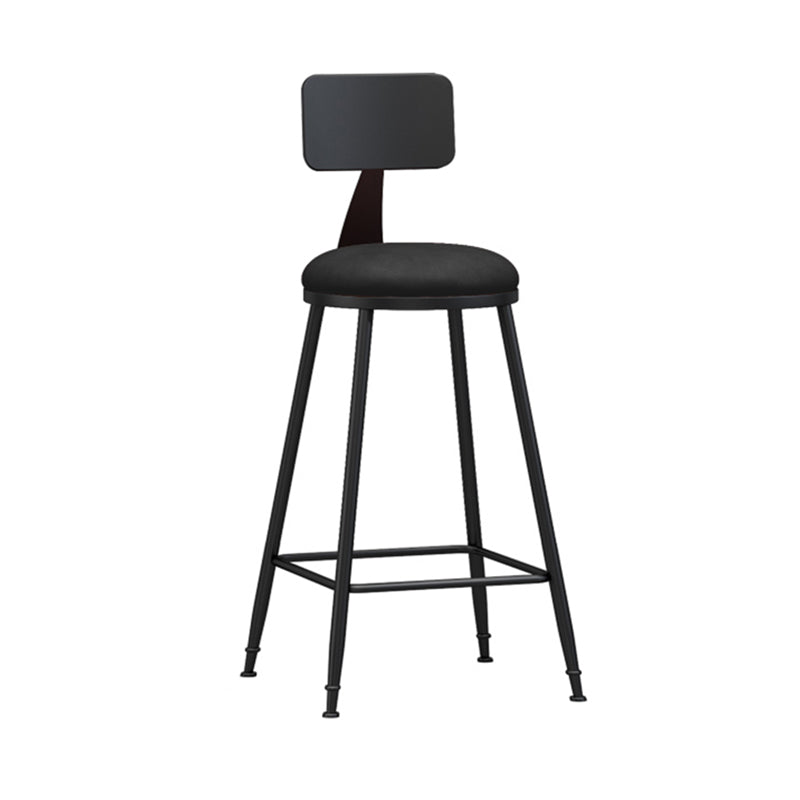 Modern Backrest Armless Counter Stool Iron Living Room Bar Stool with Pedal, 1 Piece Black 1 Piece Counter Stool(26"H) Clearhalo 'Bar Furniture' 'Bar Stools' 'bar_stools' 'furn' 'furn_bar_stools' 'furniture_bar_stools' 'Kitchen & Dining Furniture' 'kitchen&dining_furn' 'kitchen' 'kitchen_furn' Furniture' 4471287