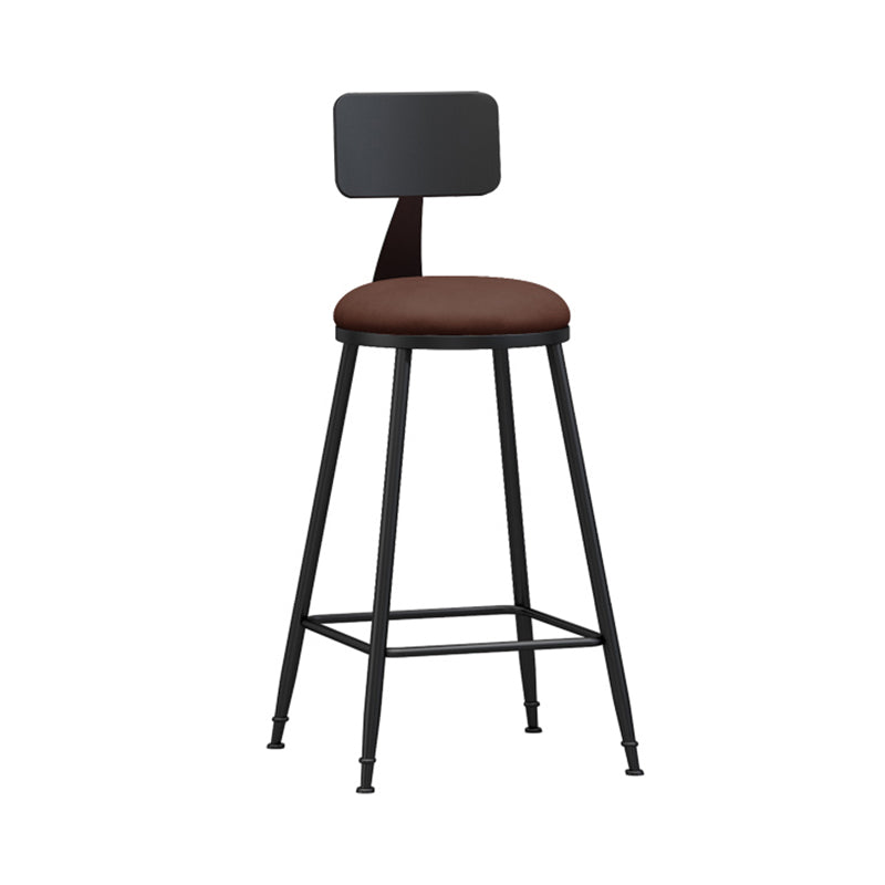 Modern Backrest Armless Counter Stool Iron Living Room Bar Stool with Pedal, 1 Piece Brown 1 Piece Counter Stool(26"H) Clearhalo 'Bar Furniture' 'Bar Stools' 'bar_stools' 'furn' 'furn_bar_stools' 'furniture_bar_stools' 'Kitchen & Dining Furniture' 'kitchen&dining_furn' 'kitchen' 'kitchen_furn' Furniture' 4471291
