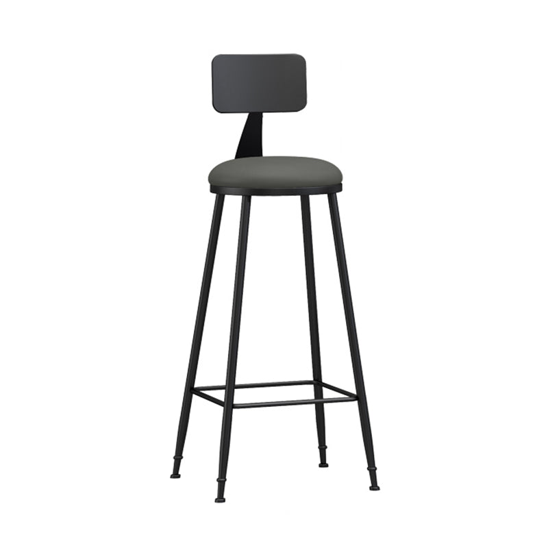 Modern Backrest Armless Counter Stool Iron Living Room Bar Stool with Pedal, 1 Piece Grey 1 Piece Bar Stool(30"H) Clearhalo 'Bar Furniture' 'Bar Stools' 'bar_stools' 'furn' 'furn_bar_stools' 'furniture_bar_stools' 'Kitchen & Dining Furniture' 'kitchen&dining_furn' 'kitchen' 'kitchen_furn' Furniture' 4471297
