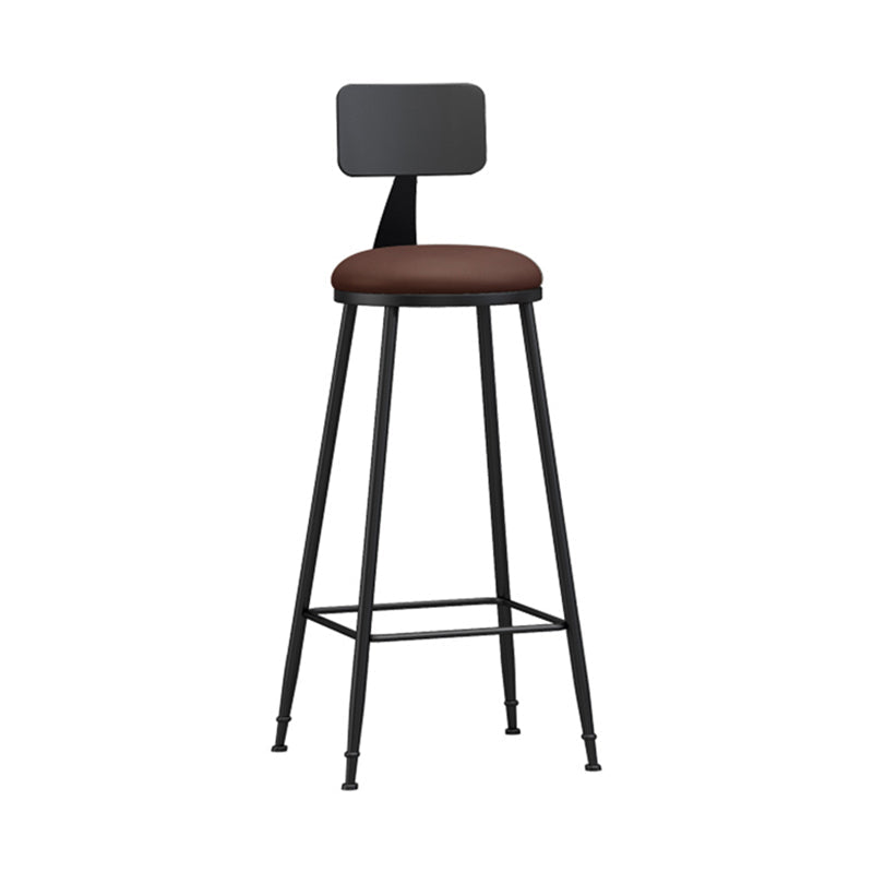 Modern Backrest Armless Counter Stool Iron Living Room Bar Stool with Pedal, 1 Piece Brown 1 Piece Bar Stool(30"H) Clearhalo 'Bar Furniture' 'Bar Stools' 'bar_stools' 'furn' 'furn_bar_stools' 'furniture_bar_stools' 'Kitchen & Dining Furniture' 'kitchen&dining_furn' 'kitchen' 'kitchen_furn' Furniture' 4471298