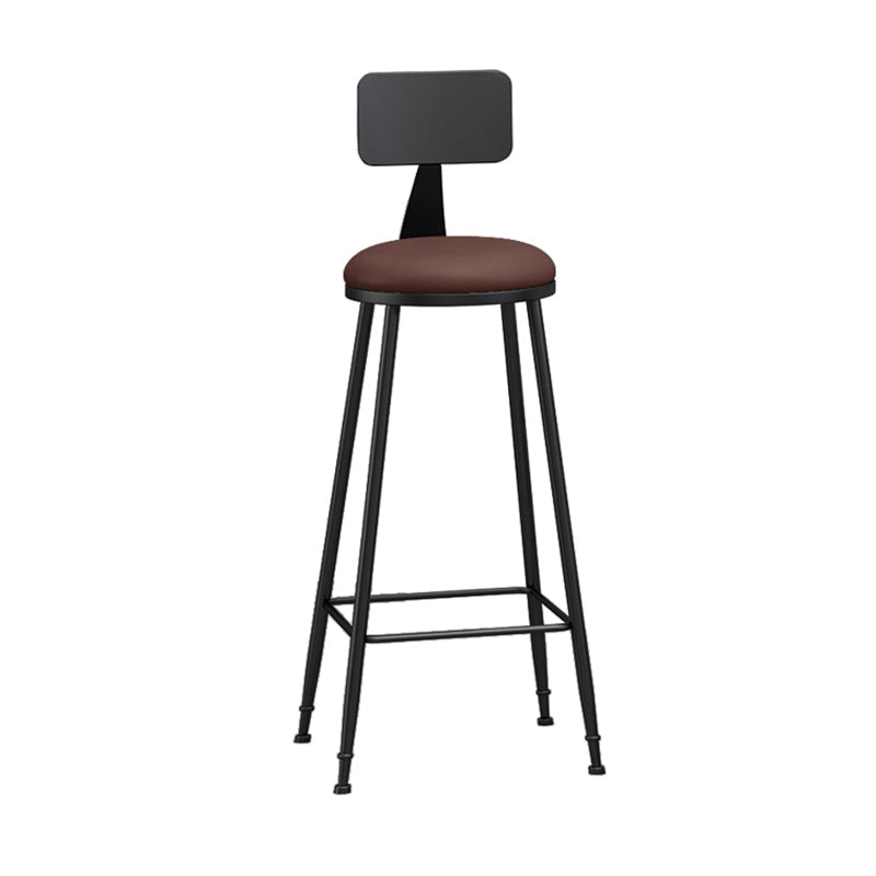 Modern Backrest Armless Counter Stool Iron Living Room Bar Stool with Pedal, 1 Piece Brown 1 Piece Bar Stool(33"H) Clearhalo 'Bar Furniture' 'Bar Stools' 'bar_stools' 'furn' 'furn_bar_stools' 'furniture_bar_stools' 'Kitchen & Dining Furniture' 'kitchen&dining_furn' 'kitchen' 'kitchen_furn' Furniture' 4471302