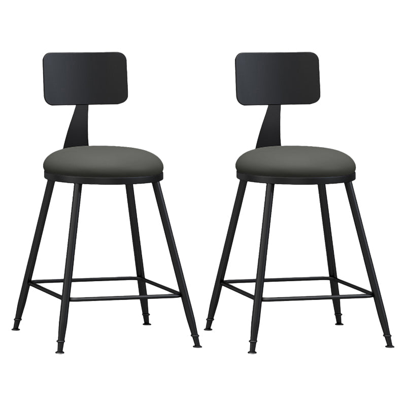 Modern Backrest Armless Counter Stool Iron Living Room Bar Stool with Pedal, 1 Piece Grey 2 Piece Set Short Stool(22"H) Clearhalo 'Bar Furniture' 'Bar Stools' 'bar_stools' 'furn' 'furn_bar_stools' 'furniture_bar_stools' 'Kitchen & Dining Furniture' 'kitchen&dining_furn' 'kitchen' 'kitchen_furn' Furniture' 4471305