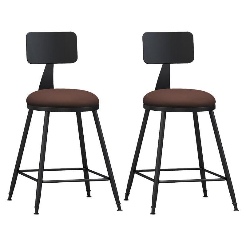Modern Backrest Armless Counter Stool Iron Living Room Bar Stool with Pedal, 1 Piece Brown 2 Piece Set Short Stool(22"H) Clearhalo 'Bar Furniture' 'Bar Stools' 'bar_stools' 'furn' 'furn_bar_stools' 'furniture_bar_stools' 'Kitchen & Dining Furniture' 'kitchen&dining_furn' 'kitchen' 'kitchen_furn' Furniture' 4471306