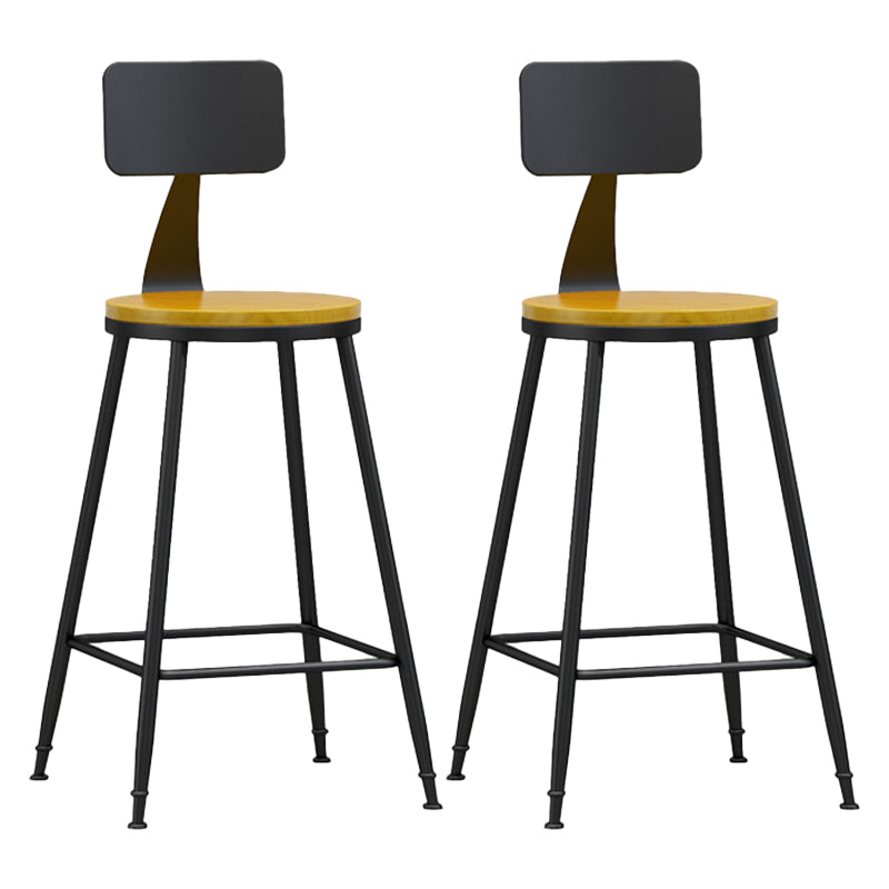 Modern Backrest Armless Counter Stool Iron Living Room Bar Stool with Pedal, 1 Piece Natural 2 Piece Set Counter Stool(26"H) Clearhalo 'Bar Furniture' 'Bar Stools' 'bar_stools' 'furn' 'furn_bar_stools' 'furniture_bar_stools' 'Kitchen & Dining Furniture' 'kitchen&dining_furn' 'kitchen' 'kitchen_furn' Furniture' 4471307