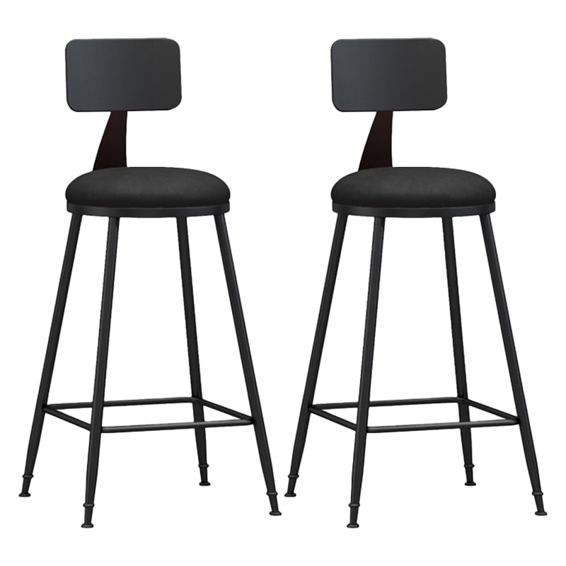 Modern Backrest Armless Counter Stool Iron Living Room Bar Stool with Pedal, 1 Piece Black 2 Piece Set Counter Stool(26"H) Clearhalo 'Bar Furniture' 'Bar Stools' 'bar_stools' 'furn' 'furn_bar_stools' 'furniture_bar_stools' 'Kitchen & Dining Furniture' 'kitchen&dining_furn' 'kitchen' 'kitchen_furn' Furniture' 4471308