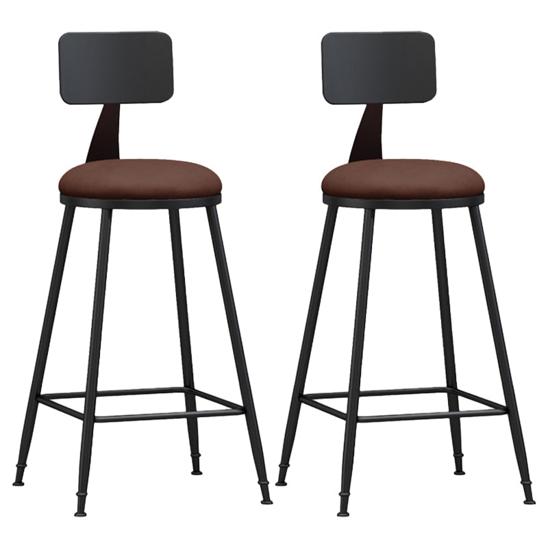 Modern Backrest Armless Counter Stool Iron Living Room Bar Stool with Pedal, 1 Piece Brown 2 Piece Set Counter Stool(26"H) Clearhalo 'Bar Furniture' 'Bar Stools' 'bar_stools' 'furn' 'furn_bar_stools' 'furniture_bar_stools' 'Kitchen & Dining Furniture' 'kitchen&dining_furn' 'kitchen' 'kitchen_furn' Furniture' 4471310