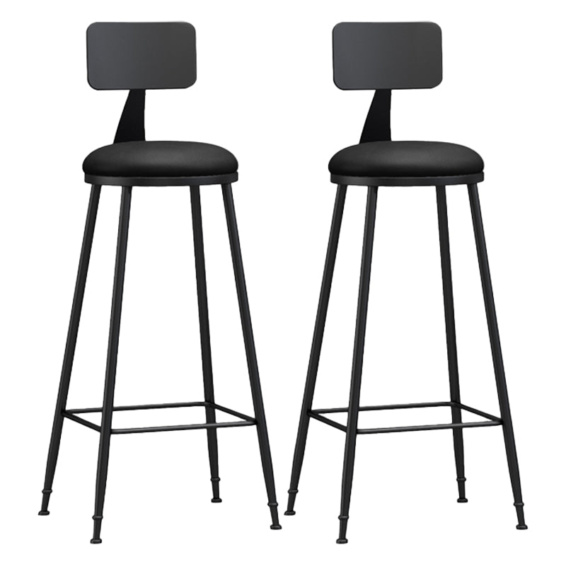 Modern Backrest Armless Counter Stool Iron Living Room Bar Stool with Pedal, 1 Piece Black 2 Piece Set Bar Stool(30"H) Clearhalo 'Bar Furniture' 'Bar Stools' 'bar_stools' 'furn' 'furn_bar_stools' 'furniture_bar_stools' 'Kitchen & Dining Furniture' 'kitchen&dining_furn' 'kitchen' 'kitchen_furn' Furniture' 4471312
