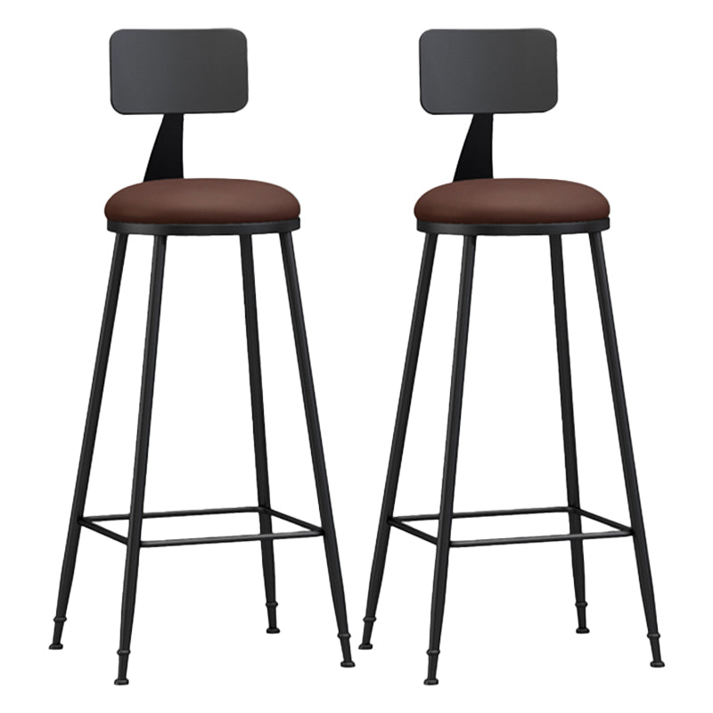 Modern Backrest Armless Counter Stool Iron Living Room Bar Stool with Pedal, 1 Piece Brown 2 Piece Set Bar Stool(30"H) Clearhalo 'Bar Furniture' 'Bar Stools' 'bar_stools' 'furn' 'furn_bar_stools' 'furniture_bar_stools' 'Kitchen & Dining Furniture' 'kitchen&dining_furn' 'kitchen' 'kitchen_furn' Furniture' 4471314