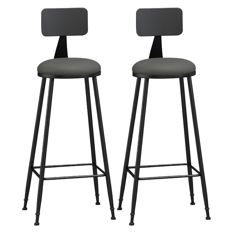 Modern Backrest Armless Counter Stool Iron Living Room Bar Stool with Pedal, 1 Piece Grey 2 Piece Set Bar Stool(33"H) Clearhalo 'Bar Furniture' 'Bar Stools' 'bar_stools' 'furn' 'furn_bar_stools' 'furniture_bar_stools' 'Kitchen & Dining Furniture' 'kitchen&dining_furn' 'kitchen' 'kitchen_furn' Furniture' 4471317