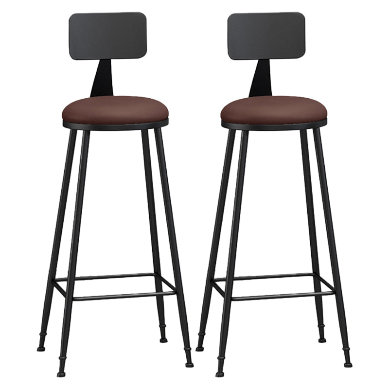 Modern Backrest Armless Counter Stool Iron Living Room Bar Stool with Pedal, 1 Piece Brown 2 Piece Set Bar Stool(33"H) Clearhalo 'Bar Furniture' 'Bar Stools' 'bar_stools' 'furn' 'furn_bar_stools' 'furniture_bar_stools' 'Kitchen & Dining Furniture' 'kitchen&dining_furn' 'kitchen' 'kitchen_furn' Furniture' 4471318