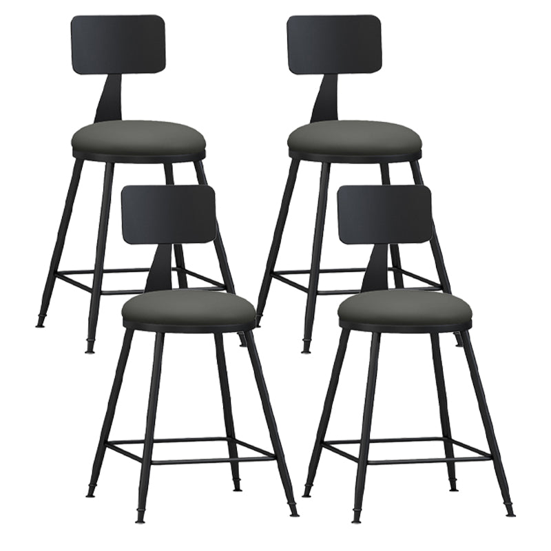 Modern Backrest Armless Counter Stool Iron Living Room Bar Stool with Pedal, 1 Piece Grey 4 Piece Set Short Stool(22"H) Clearhalo 'Bar Furniture' 'Bar Stools' 'bar_stools' 'furn' 'furn_bar_stools' 'furniture_bar_stools' 'Kitchen & Dining Furniture' 'kitchen&dining_furn' 'kitchen' 'kitchen_furn' Furniture' 4471321