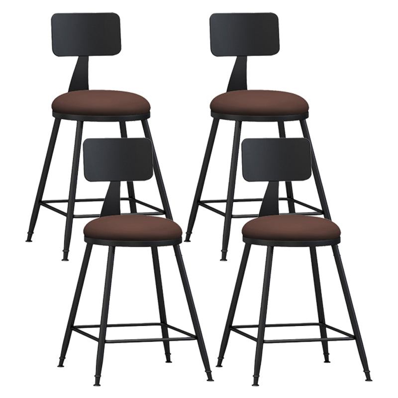 Modern Backrest Armless Counter Stool Iron Living Room Bar Stool with Pedal, 1 Piece Brown 4 Piece Set Short Stool(22"H) Clearhalo 'Bar Furniture' 'Bar Stools' 'bar_stools' 'furn' 'furn_bar_stools' 'furniture_bar_stools' 'Kitchen & Dining Furniture' 'kitchen&dining_furn' 'kitchen' 'kitchen_furn' Furniture' 4471322