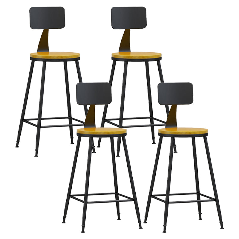 Modern Backrest Armless Counter Stool Iron Living Room Bar Stool with Pedal, 1 Piece Natural 4 Piece Set Counter Stool(26"H) Clearhalo 'Bar Furniture' 'Bar Stools' 'bar_stools' 'furn' 'furn_bar_stools' 'furniture_bar_stools' 'Kitchen & Dining Furniture' 'kitchen&dining_furn' 'kitchen' 'kitchen_furn' Furniture' 4471323