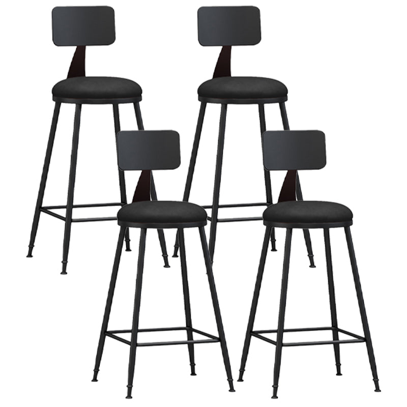 Modern Backrest Armless Counter Stool Iron Living Room Bar Stool with Pedal, 1 Piece Black 4 Piece Set Counter Stool(26"H) Clearhalo 'Bar Furniture' 'Bar Stools' 'bar_stools' 'furn' 'furn_bar_stools' 'furniture_bar_stools' 'Kitchen & Dining Furniture' 'kitchen&dining_furn' 'kitchen' 'kitchen_furn' Furniture' 4471324