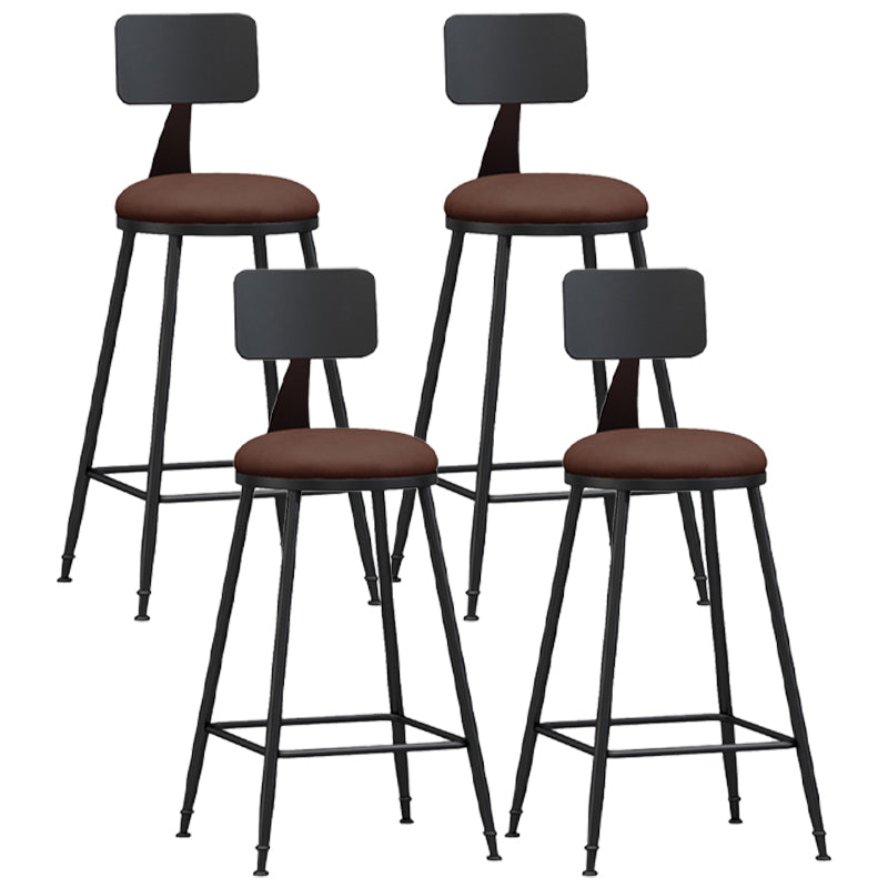 Modern Backrest Armless Counter Stool Iron Living Room Bar Stool with Pedal, 1 Piece Brown 4 Piece Set Counter Stool(26"H) Clearhalo 'Bar Furniture' 'Bar Stools' 'bar_stools' 'furn' 'furn_bar_stools' 'furniture_bar_stools' 'Kitchen & Dining Furniture' 'kitchen&dining_furn' 'kitchen' 'kitchen_furn' Furniture' 4471326