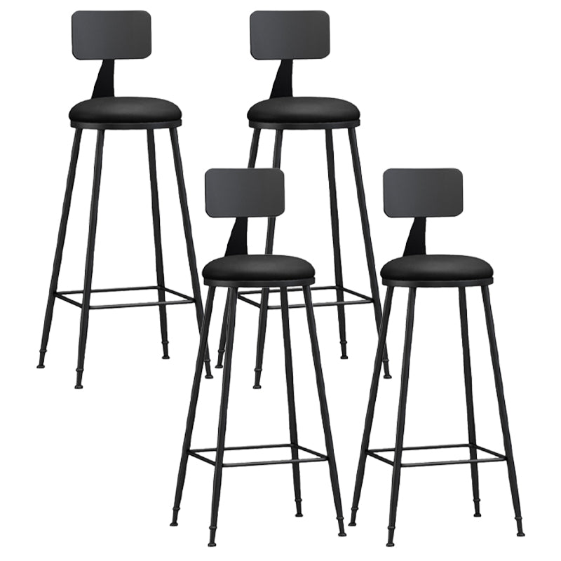 Modern Backrest Armless Counter Stool Iron Living Room Bar Stool with Pedal, 1 Piece Black 4 Piece Set Bar Stool(30"H) Clearhalo 'Bar Furniture' 'Bar Stools' 'bar_stools' 'furn' 'furn_bar_stools' 'furniture_bar_stools' 'Kitchen & Dining Furniture' 'kitchen&dining_furn' 'kitchen' 'kitchen_furn' Furniture' 4471328