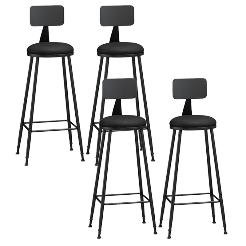 Modern Backrest Armless Counter Stool Iron Living Room Bar Stool with Pedal, 1 Piece Black 4 Piece Set Bar Stool(33"H) Clearhalo 'Bar Furniture' 'Bar Stools' 'bar_stools' 'furn' 'furn_bar_stools' 'furniture_bar_stools' 'Kitchen & Dining Furniture' 'kitchen&dining_furn' 'kitchen' 'kitchen_furn' Furniture' 4471332