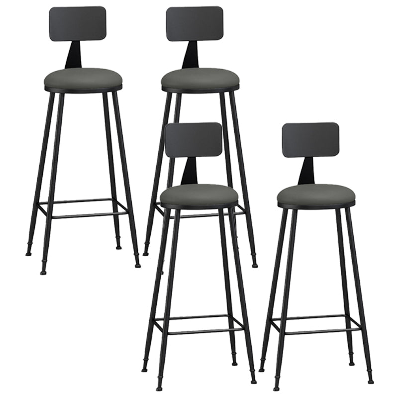 Modern Backrest Armless Counter Stool Iron Living Room Bar Stool with Pedal, 1 Piece Grey 4 Piece Set Bar Stool(33"H) Clearhalo 'Bar Furniture' 'Bar Stools' 'bar_stools' 'furn' 'furn_bar_stools' 'furniture_bar_stools' 'Kitchen & Dining Furniture' 'kitchen&dining_furn' 'kitchen' 'kitchen_furn' Furniture' 4471333