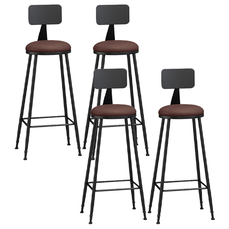 Modern Backrest Armless Counter Stool Iron Living Room Bar Stool with Pedal, 1 Piece Brown 4 Piece Set Bar Stool(33"H) Clearhalo 'Bar Furniture' 'Bar Stools' 'bar_stools' 'furn' 'furn_bar_stools' 'furniture_bar_stools' 'Kitchen & Dining Furniture' 'kitchen&dining_furn' 'kitchen' 'kitchen_furn' Furniture' 4471334