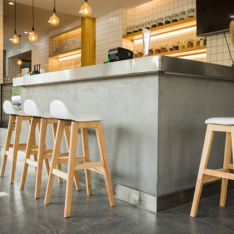 Modern Backrest Armless Counter Stool Wood Dessert Shop Bar Stool with Cushion and Pedal Clearhalo 'Bar Furniture' 'Bar Stools' 'bar_stools' 'furn' 'furn_bar_stools' 'furniture_bar_stools' 'Kitchen & Dining Furniture' 'kitchen&dining_furn' 'kitchen' 'kitchen_furn' Furniture' 4471339