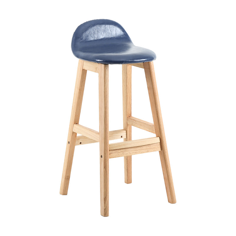 Modern Backrest Armless Counter Stool Wood Dessert Shop Bar Stool with Cushion and Pedal Dark Blue 1 Piece Clearhalo 'Bar Furniture' 'Bar Stools' 'bar_stools' 'furn' 'furn_bar_stools' 'furniture_bar_stools' 'Kitchen & Dining Furniture' 'kitchen&dining_furn' 'kitchen' 'kitchen_furn' Furniture' 4471340
