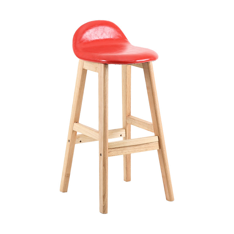 Modern Backrest Armless Counter Stool Wood Dessert Shop Bar Stool with Cushion and Pedal Red 1 Piece Clearhalo 'Bar Furniture' 'Bar Stools' 'bar_stools' 'furn' 'furn_bar_stools' 'furniture_bar_stools' 'Kitchen & Dining Furniture' 'kitchen&dining_furn' 'kitchen' 'kitchen_furn' Furniture' 4471346
