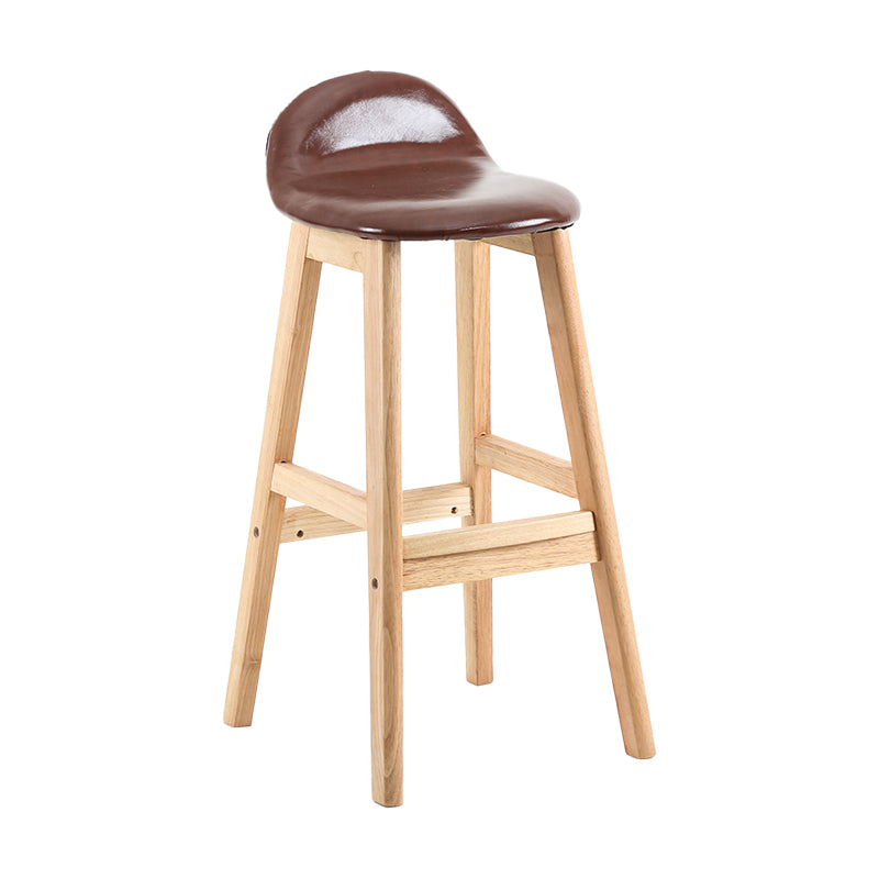 Modern Backrest Armless Counter Stool Wood Dessert Shop Bar Stool with Cushion and Pedal Brown 1 Piece Clearhalo 'Bar Furniture' 'Bar Stools' 'bar_stools' 'furn' 'furn_bar_stools' 'furniture_bar_stools' 'Kitchen & Dining Furniture' 'kitchen&dining_furn' 'kitchen' 'kitchen_furn' Furniture' 4471348