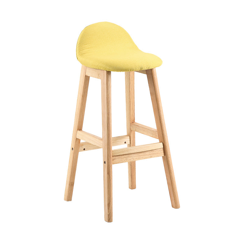 Modern Backrest Armless Counter Stool Wood Dessert Shop Bar Stool with Cushion and Pedal Light Yellow 1 Piece Clearhalo 'Bar Furniture' 'Bar Stools' 'bar_stools' 'furn' 'furn_bar_stools' 'furniture_bar_stools' 'Kitchen & Dining Furniture' 'kitchen&dining_furn' 'kitchen' 'kitchen_furn' Furniture' 4471349