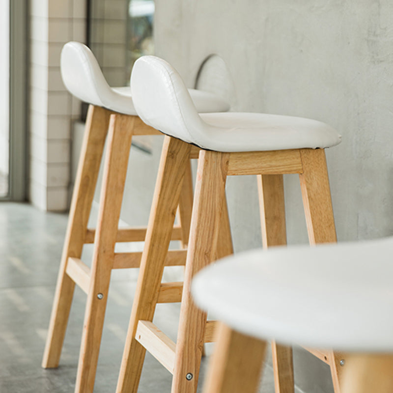 Modern Backrest Armless Counter Stool Wood Dessert Shop Bar Stool with Cushion and Pedal Clearhalo 'Bar Furniture' 'Bar Stools' 'bar_stools' 'furn' 'furn_bar_stools' 'furniture_bar_stools' 'Kitchen & Dining Furniture' 'kitchen&dining_furn' 'kitchen' 'kitchen_furn' Furniture' 4471350
