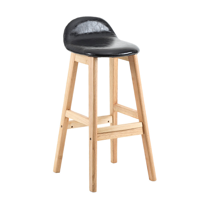 Modern Backrest Armless Counter Stool Wood Dessert Shop Bar Stool with Cushion and Pedal Black 1 Piece Clearhalo 'Bar Furniture' 'Bar Stools' 'bar_stools' 'furn' 'furn_bar_stools' 'furniture_bar_stools' 'Kitchen & Dining Furniture' 'kitchen&dining_furn' 'kitchen' 'kitchen_furn' Furniture' 4471355